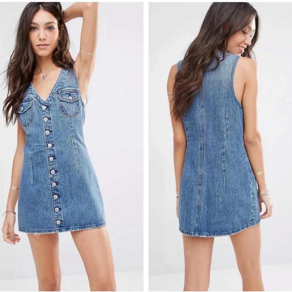 Denim Sleeveless Button-Down Dress